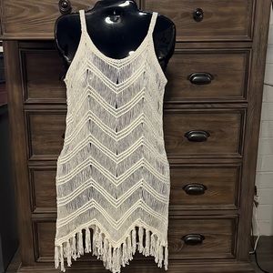 Cream knit bathing suit coverup, size medium